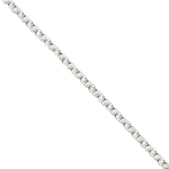 2.5mm Sterling Silver D/C Solid Open Cable Chain Necklace 22 Inch